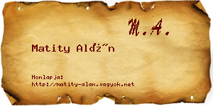 Matity Alán névjegykártya